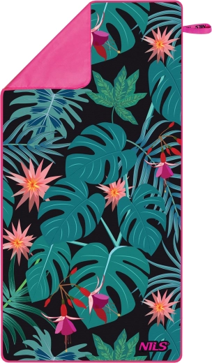 Gyorsan száradó mikroszálas törölköző NILS Camp trópusi mintával 160 × 80 cm