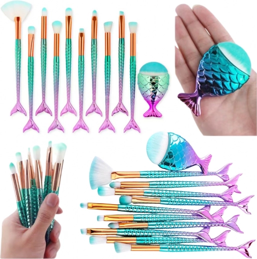 11 darabos szivárványos sellőfarkú sminkecset készlet