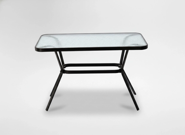 Téglalap alakú kerti asztal edzett üveg lappal 110 × 60 × 70 cm