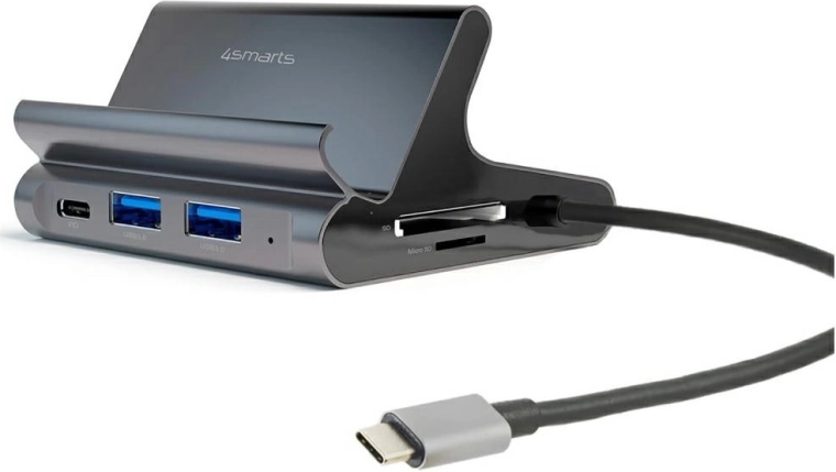 Asztali USB‑C 7‑az‑1‑ben dokkolóállomás támasztékkal tablethez és telefonhoz, Samsung DeX támogatással
