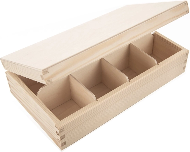 Bézs fa teás doboz 30 × 18 × 8 cm