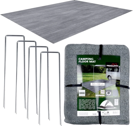 Sátorláb- és előtér-alátét 250 × 300 cm, cövekekkel