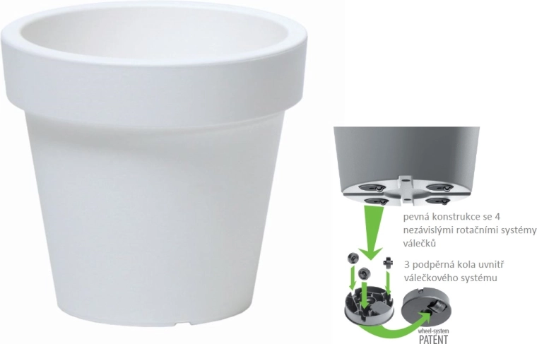 LOFLY virágtartó görgőkkel, 58,2 cm, fehér