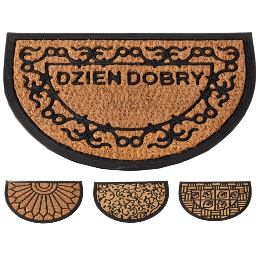 Félkör alakú lábtörlő kókuszszálból és gumiból 40 × 60 cm