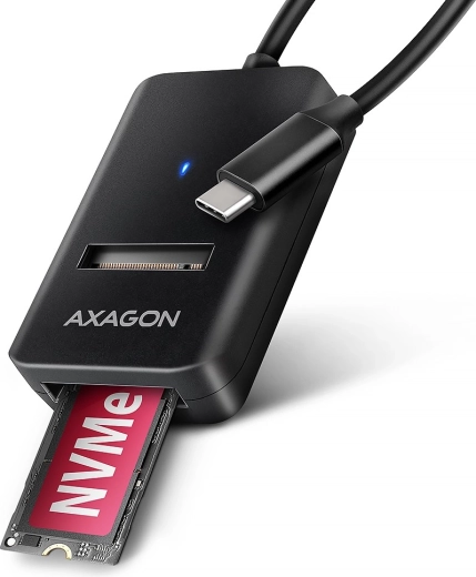 AXAGON USB 3.2 Gen 2 átalakító M.2 NVMe/SATA SSD-hez, 10 cm‑es USB‑C kábellel
