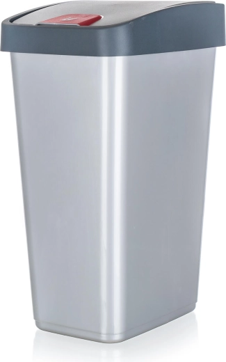 Billenő szemetes 45 l, négyszögletes, műanyag, ezüst/szürke