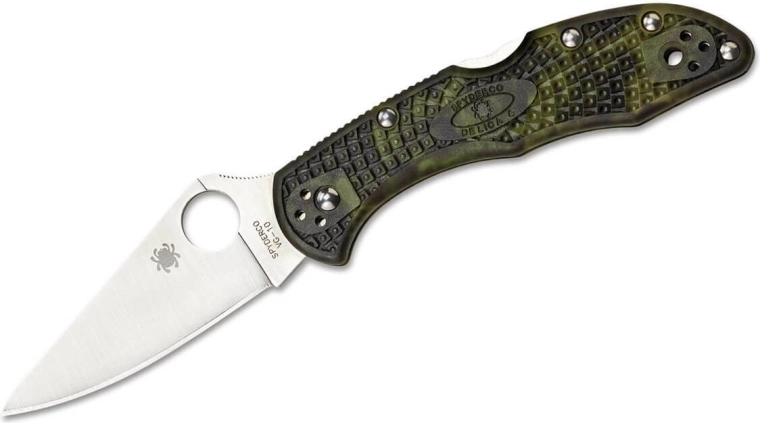 Spyderco Delica 4 flat ground lightweight Green Zome zsebkés 7,4 cm