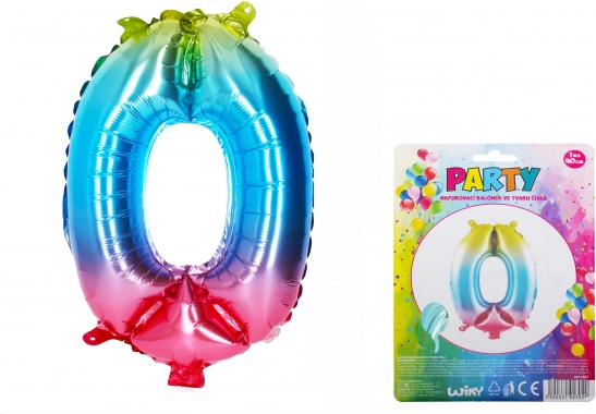 Szivárványos 0 alakú lufi – 40 cm