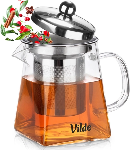 Üveg teaszűrős teáskanna 330 ml