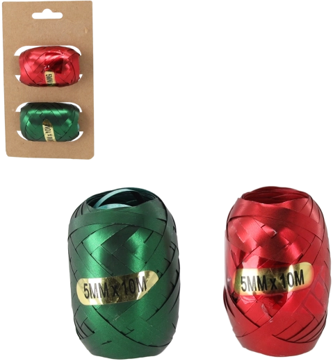 Ajándékszalag-készlet 5 mm × 10 m – piros és zöld