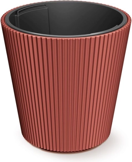 39 cm-es rézszínű virágcserép betéttel – modern bordázott design