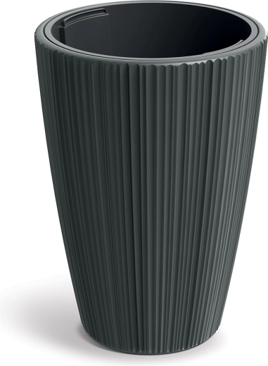 ORO virágtartó, 29,8 cm, sötétszürke, betéttel