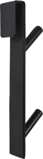 Ajtóra akasztható rozsdamentes acél akasztó 2 kampóval, fekete