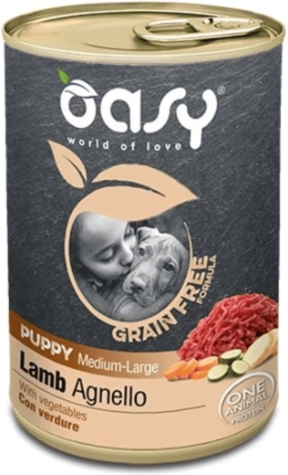 Oasy Grain Free kölyökkutyáknak, közepes és nagy testű fajtáknak, bárány, 0,4 kg