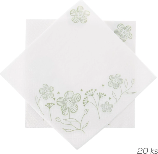 Greenish fehér papírszalvéták 33 × 33 cm, 20 db