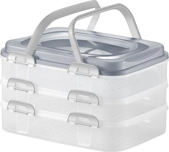 Műanyag piknikkosár 3 szintes, 40 × 30 × 24 cm