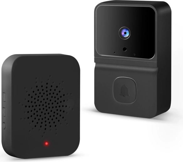 Vezeték nélküli Wi-Fi HD videó kaputelefon-rendszer akkumulátorral, fekete