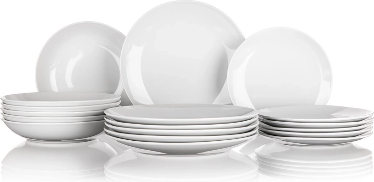MARION 18 részes fehér porcelán étkészlet