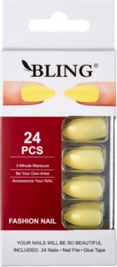 Műkörmök, BLING Fashion Nail Tips (24 db) – sárga