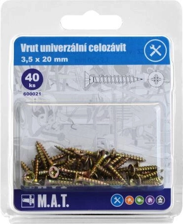 Univerzális facsavar, teljes menettel 3,5 × 20 mm, horganyzott (40 db)