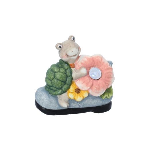 Kerti dekoráció – virágos teknős LED fénnyel