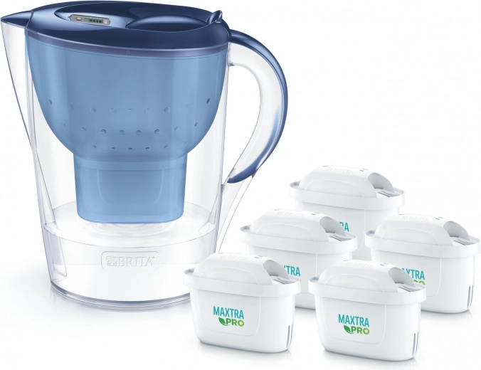 3,5 l-es BRITA Marella XL vízszűrő kancsó + 5 db MAXTRA PRO Pure Performance szűrő, kék