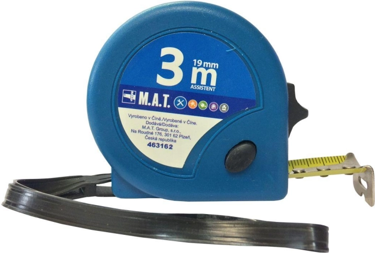 Önhúzó, feltekeredő mérőszalag 3 m x 19 mm Assistente