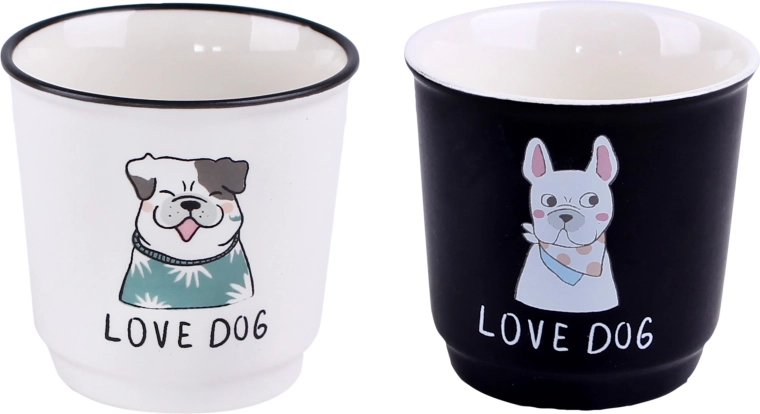 TORO kerámia bögrék kutyás motívummal, 90 ml, 6 darabos készlet