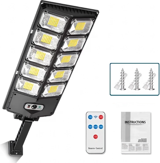 Napelemes kültéri LED lámpa mozgás- és szürkületérzékelővel, távirányítóval