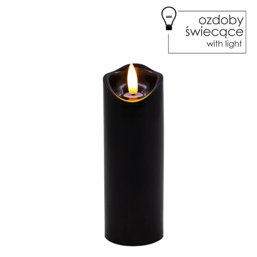 Fekete LED gyertya 5 × 15 cm meleg, lobogó lánghatással