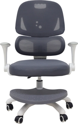 Ergonomikus, forgatható gyerek szék íróasztalhoz lábtartóval, szürke