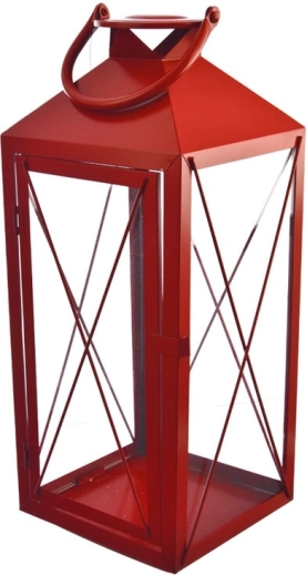 Piros fém lámpás – közepes, 35 cm