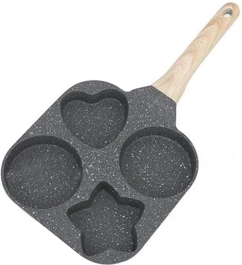 Tojás- és palacsintasütő serpenyő négy formával indukcióhoz és gázhoz