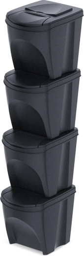 Sortibox Eco Wood szelektáló kuka szett 4×25 l – antracit