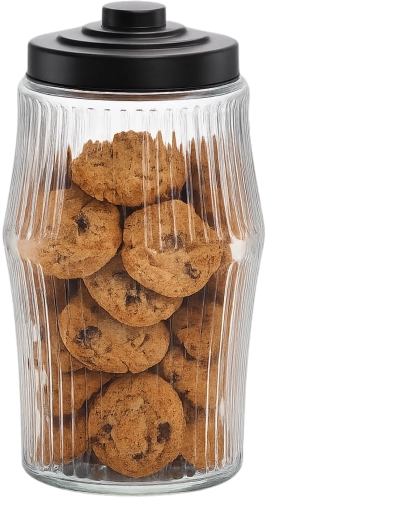 3,8 l-es kerek, bordázott üveg fém tetővel