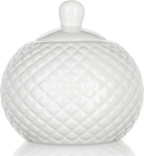 Diamond kerámia cukortartó, 11 cm, fehér