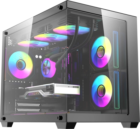 DarkFlash B275 Pro számítógépház, fekete, 6 ventilátorral