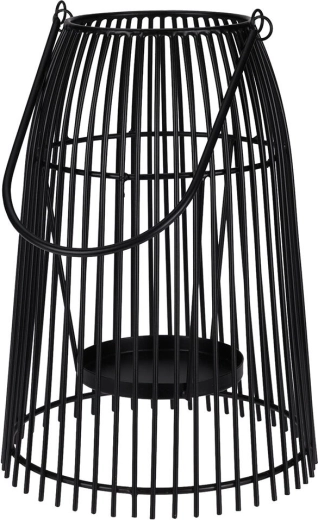 Fekete, fémből készült dróts gyertyatartó egy gyertyához, 29 × 20 cm