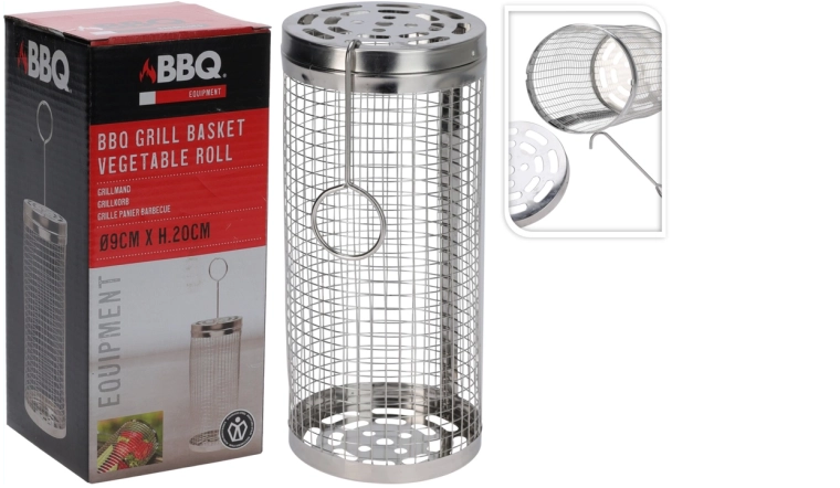 Rozsdamentes acél zöldség grillező kosár 20 cm