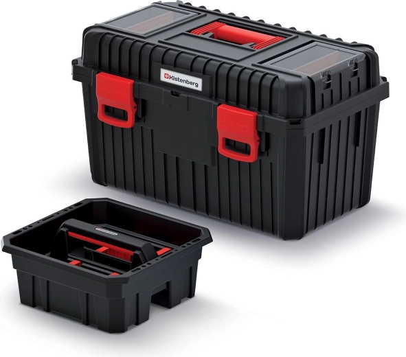 HEAVY szerszámos koffer kivehető betéttel, 585 × 360 × 337 mm, fekete