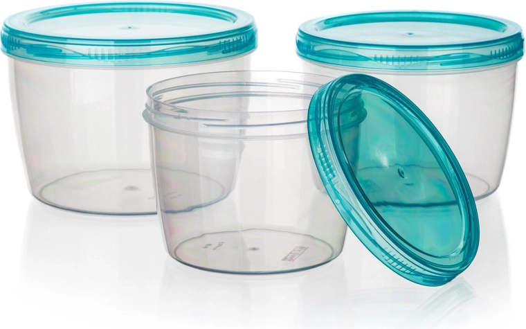 ACASSA 3 darabos kerek műanyag ételtároló doboz készlet (600, 880 és 1180 ml)