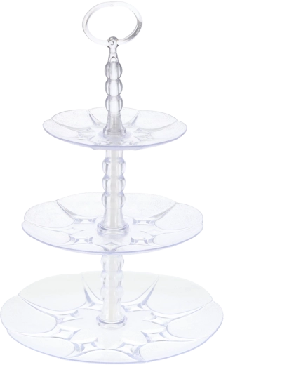 GALICJA háromszintes műanyag tálalóállvány, átlátszó