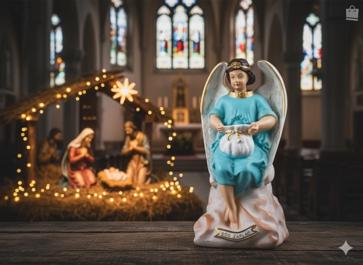 Angyal – persely polirezineből, 38 cm