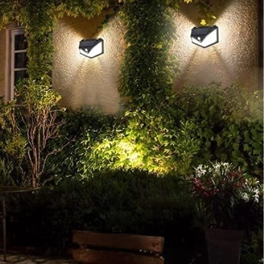 Napelemes fali LED lámpa mozgás- és szürkületérzékelővel, 100 LED