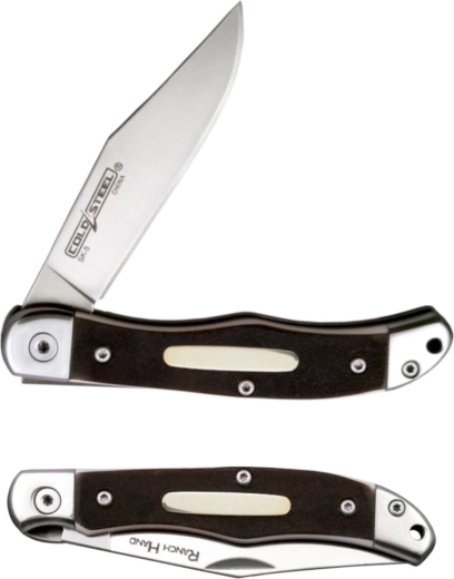 Cold Steel Ranch Hand klasszikus zsebkés 7,6 cm-es csont markolattal és bőrtokkal