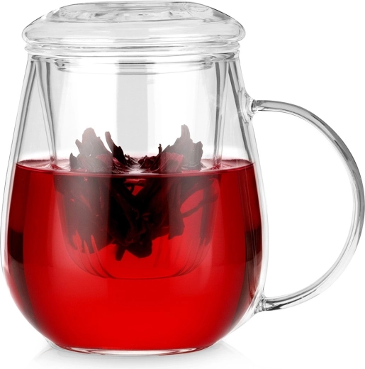 Üveg bögre szűrővel és fedéllel 530 ml