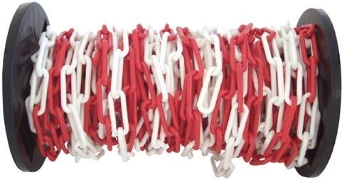 Műanyag figyelmeztető lánc piros–fehér 25 m
