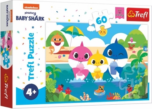 Puzzle Baby Shark – Cápacsalád a nyaraláson, 60 darab (33 × 22 cm)