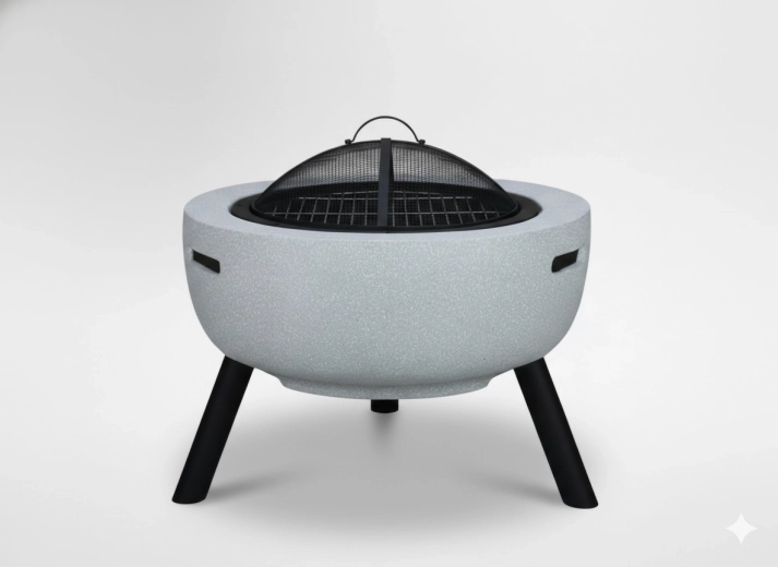 Kerti tűzhely lábakon fedéllel és piszkavassal 60 × 60 × 52 cm