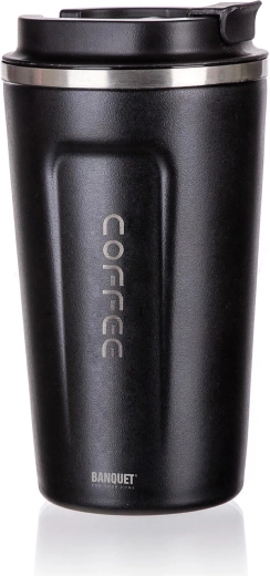 Utazóbögre 450 ml fekete rozsdamentes acél